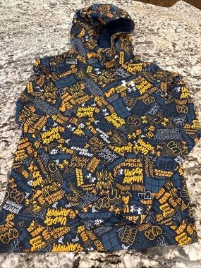 Under Armour Navy and Gold Allover Logo Hoodie